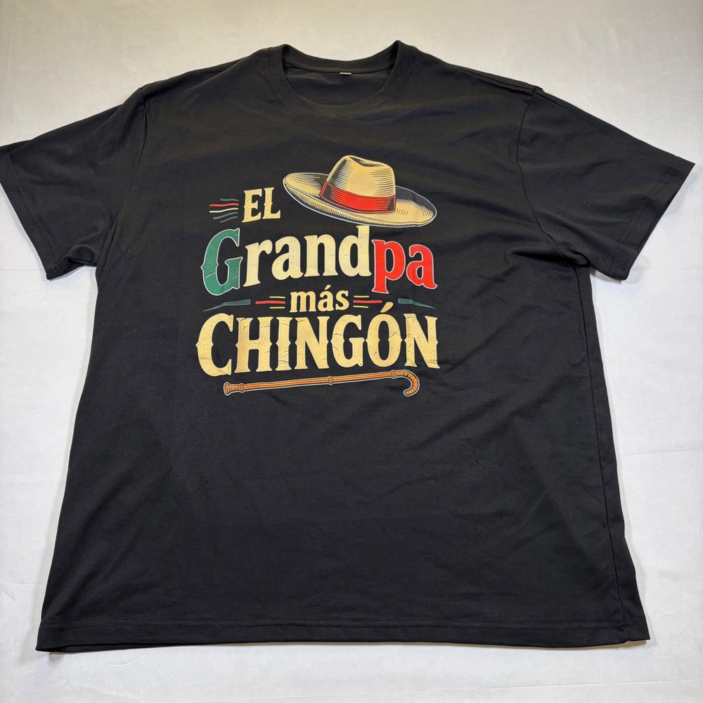 El Grandpa Mas Chingon Graphic T-Shirt Mens 3XL Black Sombrero Mexican Heritage